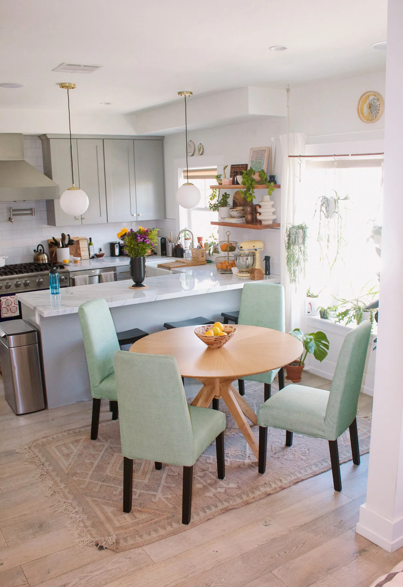 Green chairs discount dining room